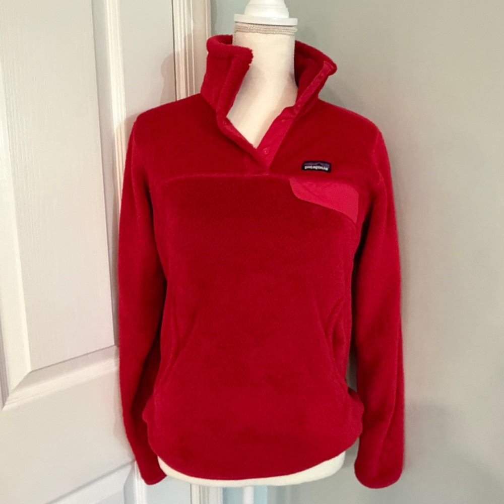 Patagonia Re-Tool Snap-T Fleece Pullover Red Women's Size S Outdoors Cozy Warm